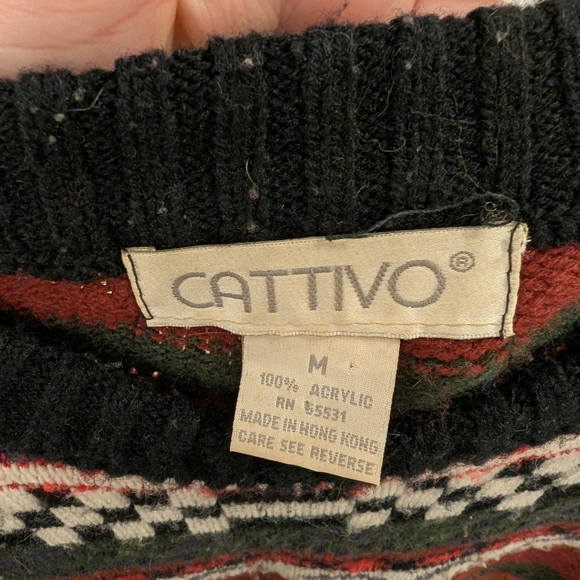 Men's Vintage Cattivo Geometric Print Sweater - Picture 10 of 10